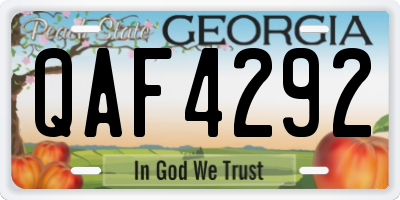 GA license plate QAF4292