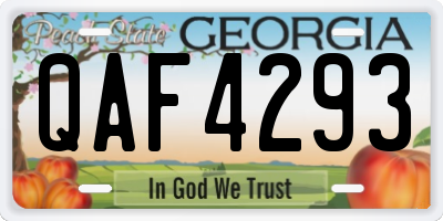 GA license plate QAF4293