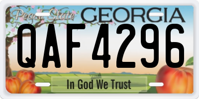 GA license plate QAF4296