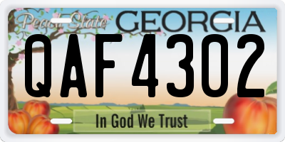 GA license plate QAF4302