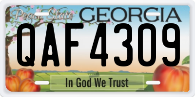 GA license plate QAF4309