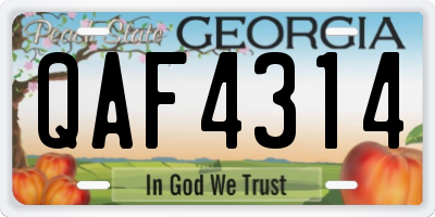 GA license plate QAF4314