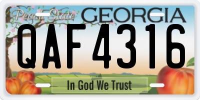 GA license plate QAF4316