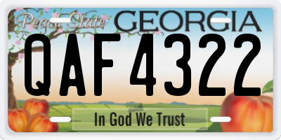 GA license plate QAF4322