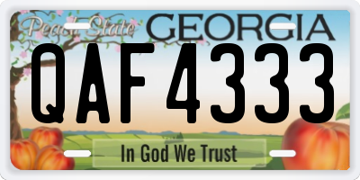 GA license plate QAF4333