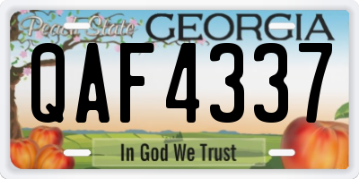 GA license plate QAF4337
