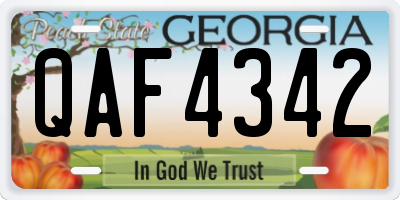 GA license plate QAF4342