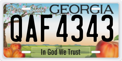 GA license plate QAF4343