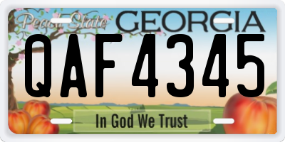 GA license plate QAF4345