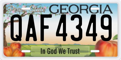 GA license plate QAF4349