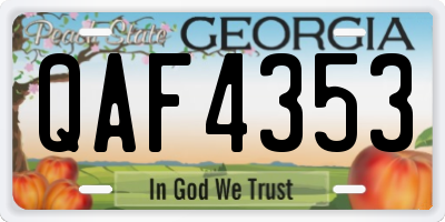 GA license plate QAF4353