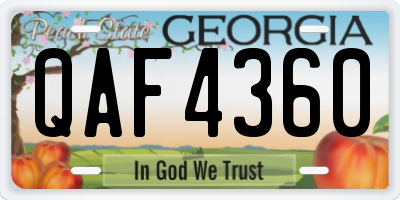 GA license plate QAF4360