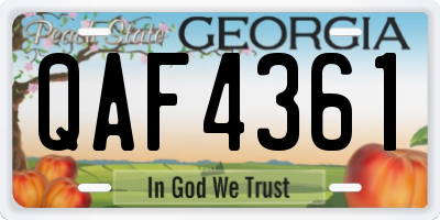 GA license plate QAF4361