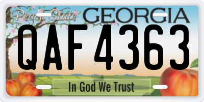 GA license plate QAF4363