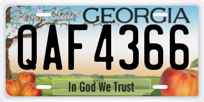 GA license plate QAF4366
