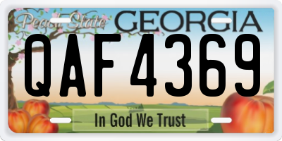GA license plate QAF4369