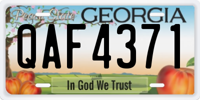 GA license plate QAF4371