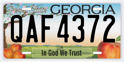 GA license plate QAF4372
