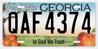 GA license plate QAF4374