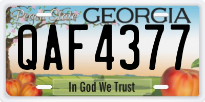 GA license plate QAF4377