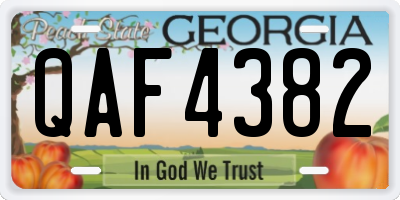 GA license plate QAF4382