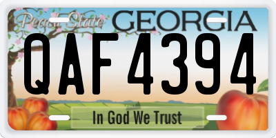 GA license plate QAF4394