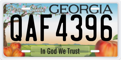 GA license plate QAF4396
