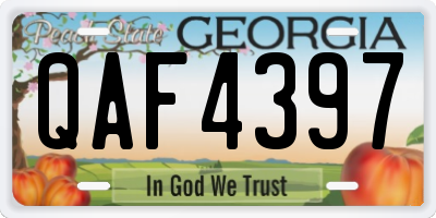 GA license plate QAF4397