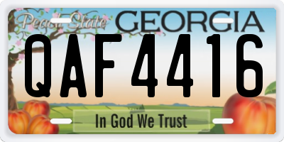 GA license plate QAF4416