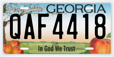 GA license plate QAF4418