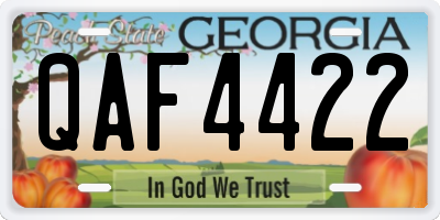 GA license plate QAF4422