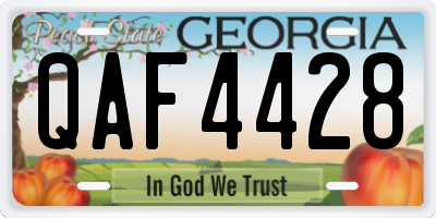 GA license plate QAF4428