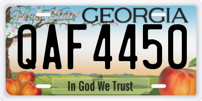 GA license plate QAF4450
