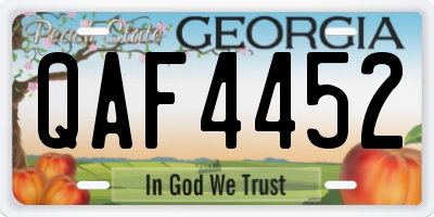 GA license plate QAF4452