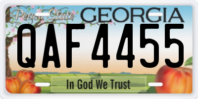 GA license plate QAF4455