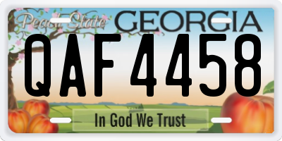 GA license plate QAF4458