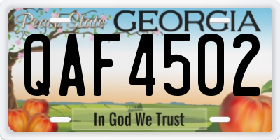 GA license plate QAF4502