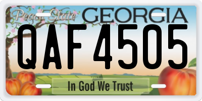 GA license plate QAF4505