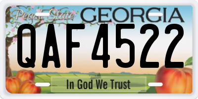 GA license plate QAF4522
