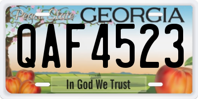 GA license plate QAF4523