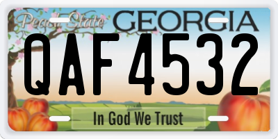 GA license plate QAF4532
