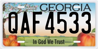 GA license plate QAF4533