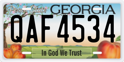 GA license plate QAF4534