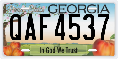 GA license plate QAF4537