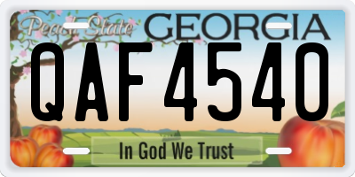 GA license plate QAF4540