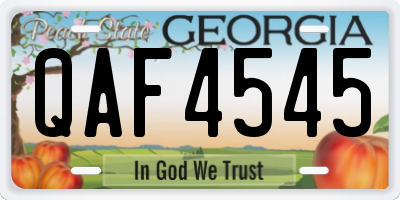 GA license plate QAF4545