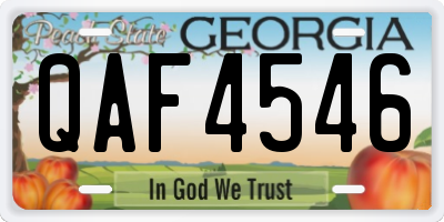 GA license plate QAF4546