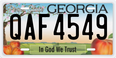 GA license plate QAF4549