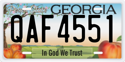 GA license plate QAF4551