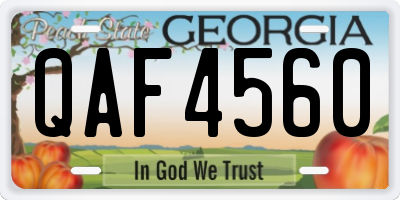 GA license plate QAF4560